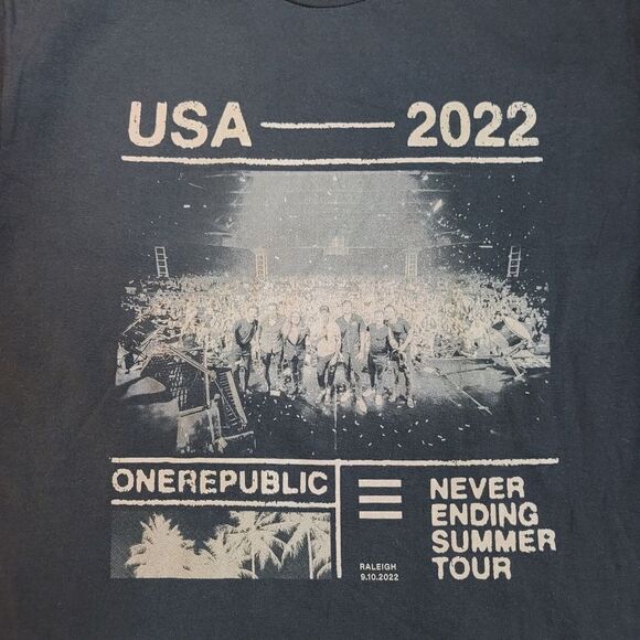 OneRepublic 2022 Never Ending Summer Tour T-Shirt - Black Concert Graphic Tee - Picture 2 of 6